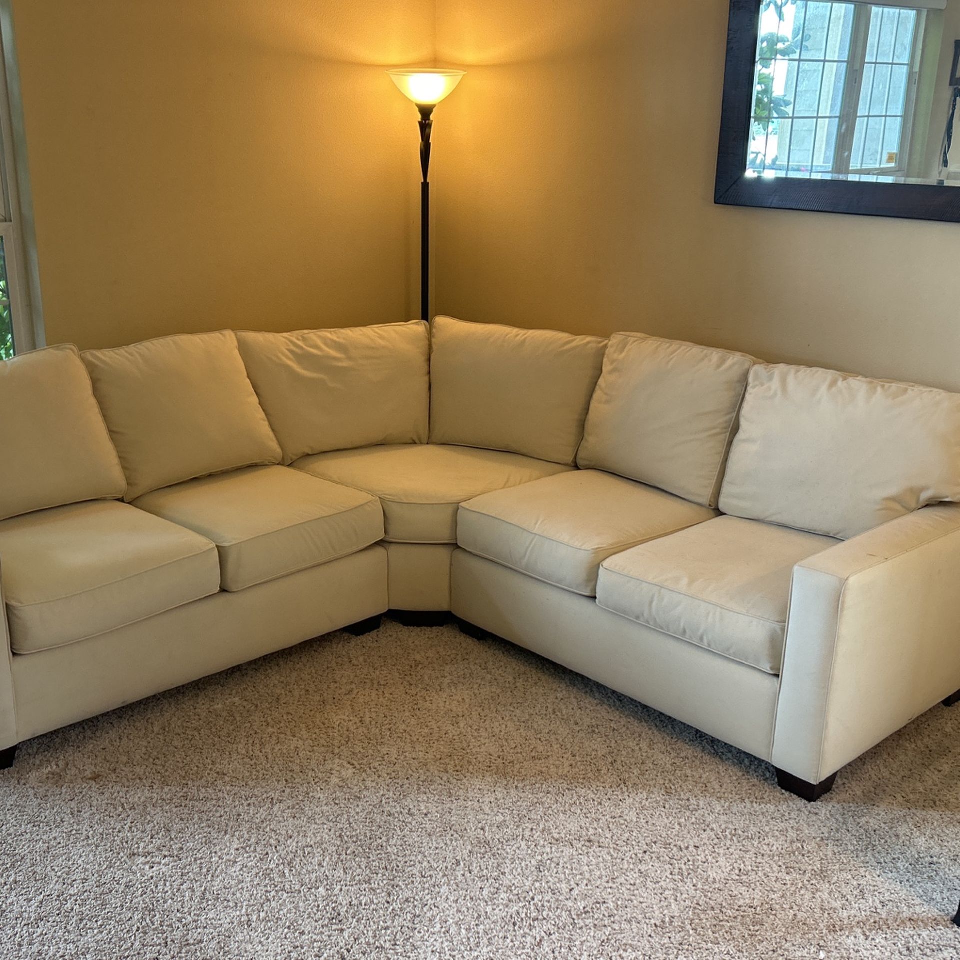 Pottery Barn Buchanan Square Arm 3 -Piece L-Shaped Curved Wedge Sectional (100”)