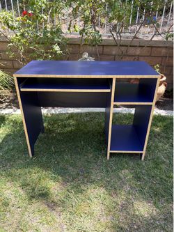 Navy Blue Computer Desk with Keyboard Tray