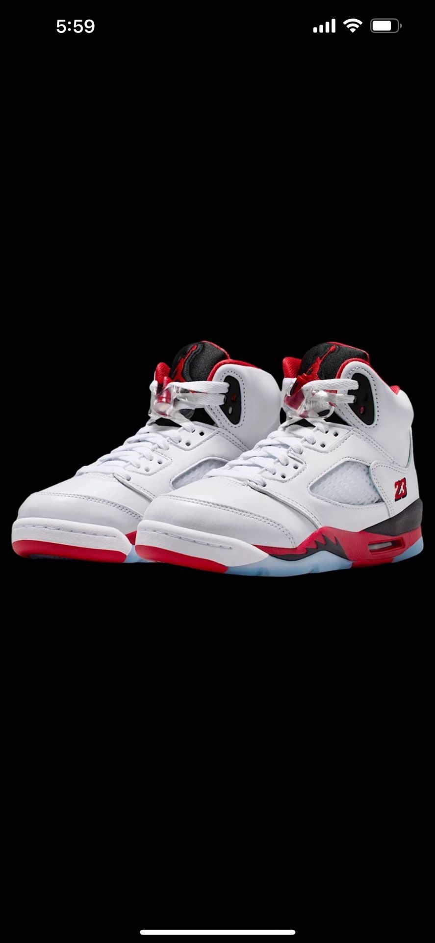 Nike Air Jordan 5 Retro Fire Red Black OG Sneakers Mens Size 9.5/Fits Women 11