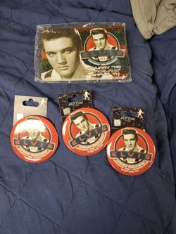 Brand new Elvis Presley buttons and postcards
