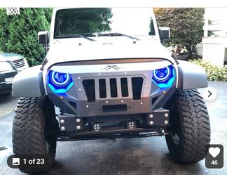 Fab Fours Front Stubby Grumper; Matte Black (07-18 Jeep Wrangler JK)