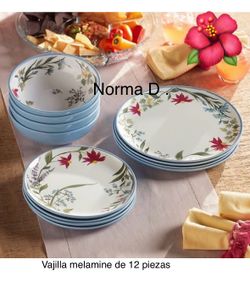 Vajilla Melamina de 12 piezas nuevas en su caja 🌺 princess house 🌺