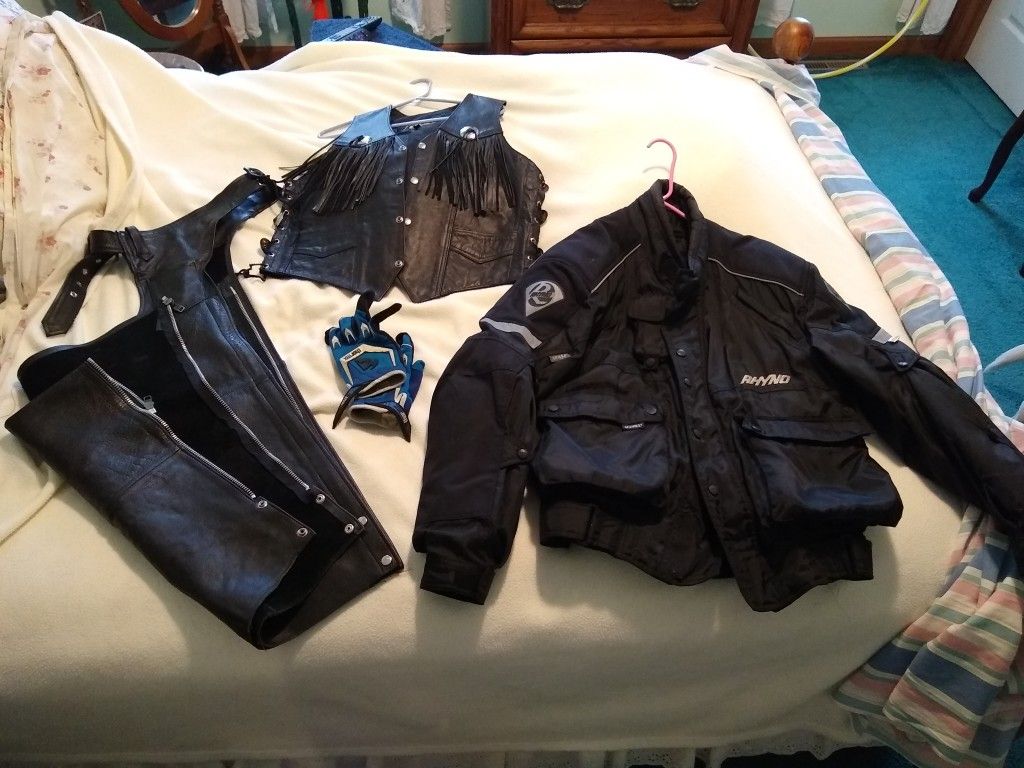 Motorcycle Jacket, Vest, Chaps, Gloves