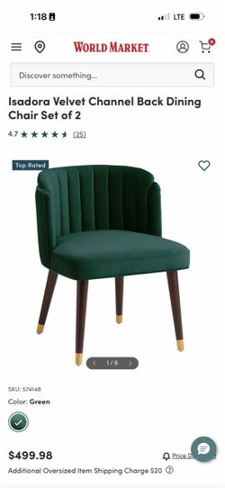 Isadora Velvet Channel Back Dining Chair Set of 2