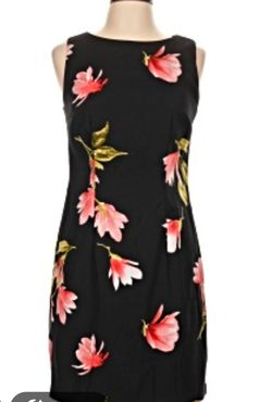 Black Floral Sleeveless Shift Dress 20W