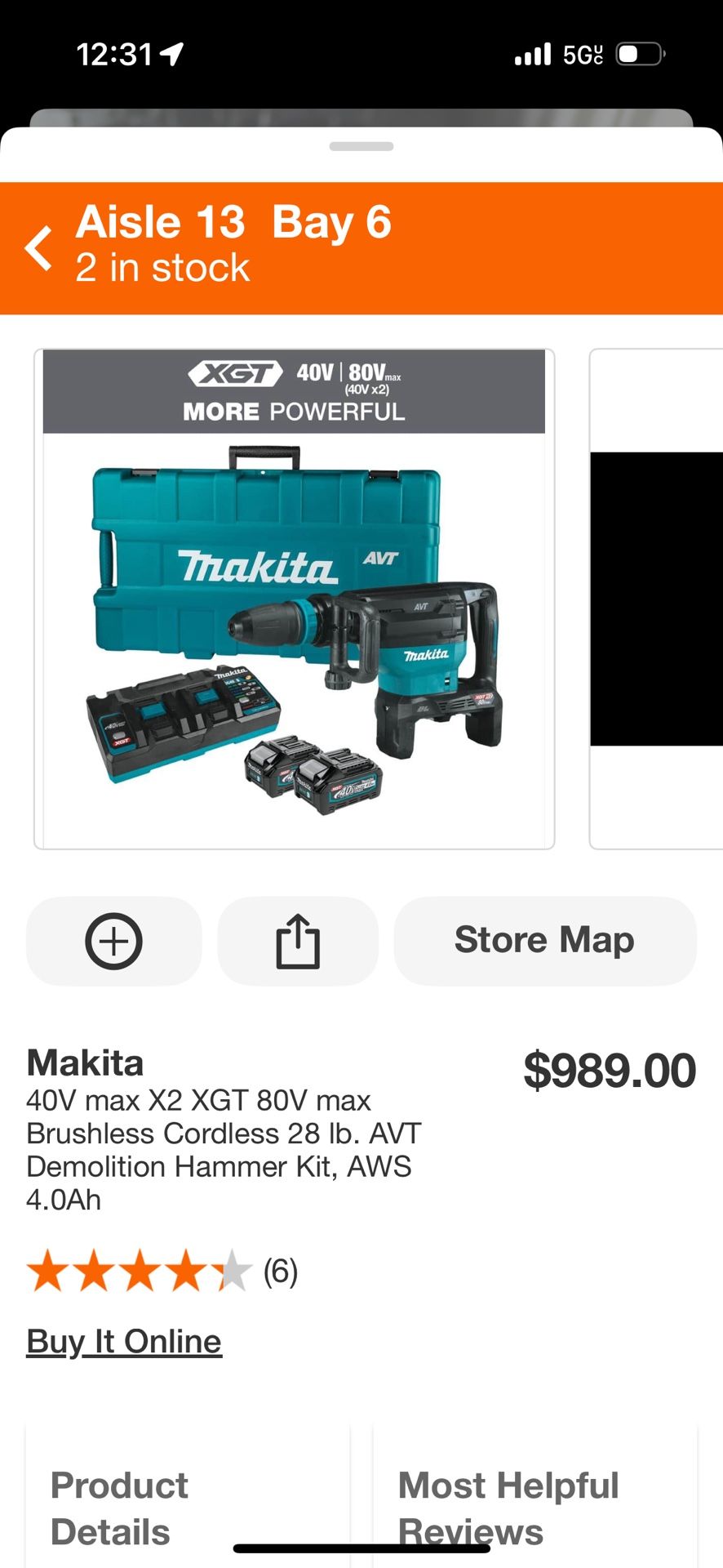 Makita Demolition Hammer 80V Max 
