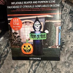 Inflatable Reaper & Pumpkin Scene – 5.5 ft