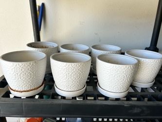 Small White Ceramic Flower Pots — Priced to pickup this weekend