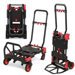1163e $40  2 in 1 Portable Hand Truck Hand Cart, Foldable Dolly, 330LB Capacity, with Retractable Handle 