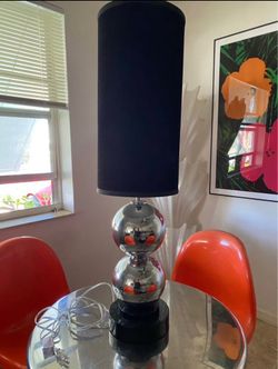Vintage Van Teal Chrome Double Stacked Balls Table Lamp Mid Century Modern MCM