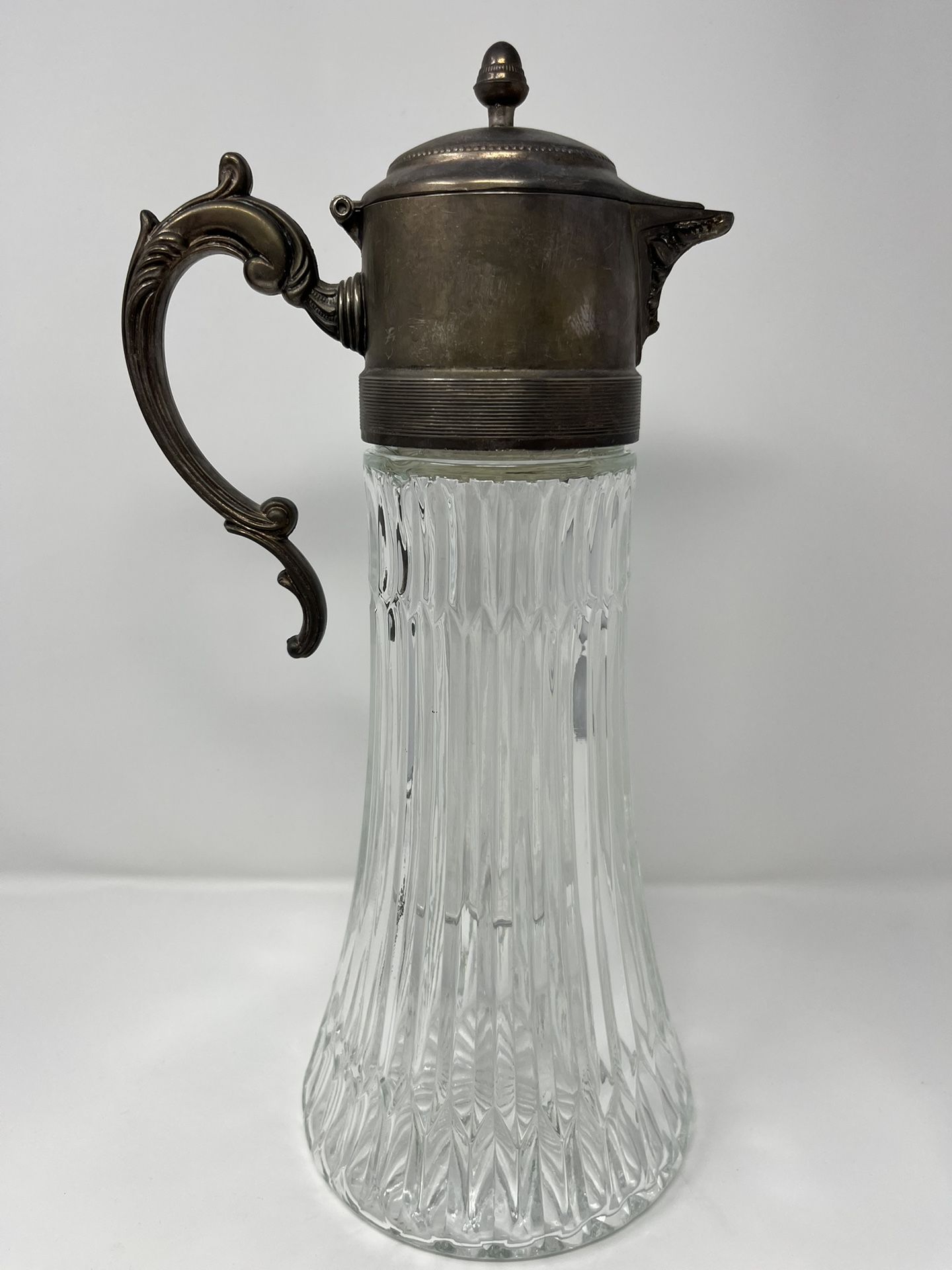 1930'S E.P.Z Glass Silverplate Beverage Carafe With Ice Container Art Deco 14"