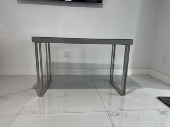 Modern Glass Top Console Table Chrome Legs