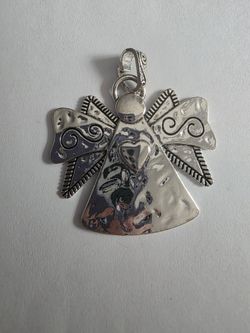 Silver-Tone Angel Pendant with Heart Detail