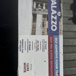 Achim Palazzo self-adhesive vinyl floor tiles in the "Luxe White" style. 2 UNOPENED BOXES AND A 3/4 OPENED