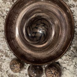 Z Gallery Purple And Gold Flake Glass Bowl And Matching Globes