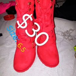 Red Heel Boots 6.5
