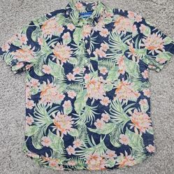 Chubbies Shirt Mens Small Blue Reverse Print Tropical Floral Cotton Vacation
