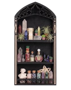Crystal Shelf Display, Goth Room Decor, Trinket Shelf, Display Shelves Gothic Shelves, Gothic Room Decor, Crystal Holder, Knick Knack Shelf, Goth Witc
