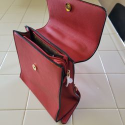 La Terre Fashion Red Leather Backpack Purse. Brand New 