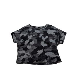 Lululemon Cates Training Tee Crop Light Lion Size 4/6 Heritage Speckle Camo Gray