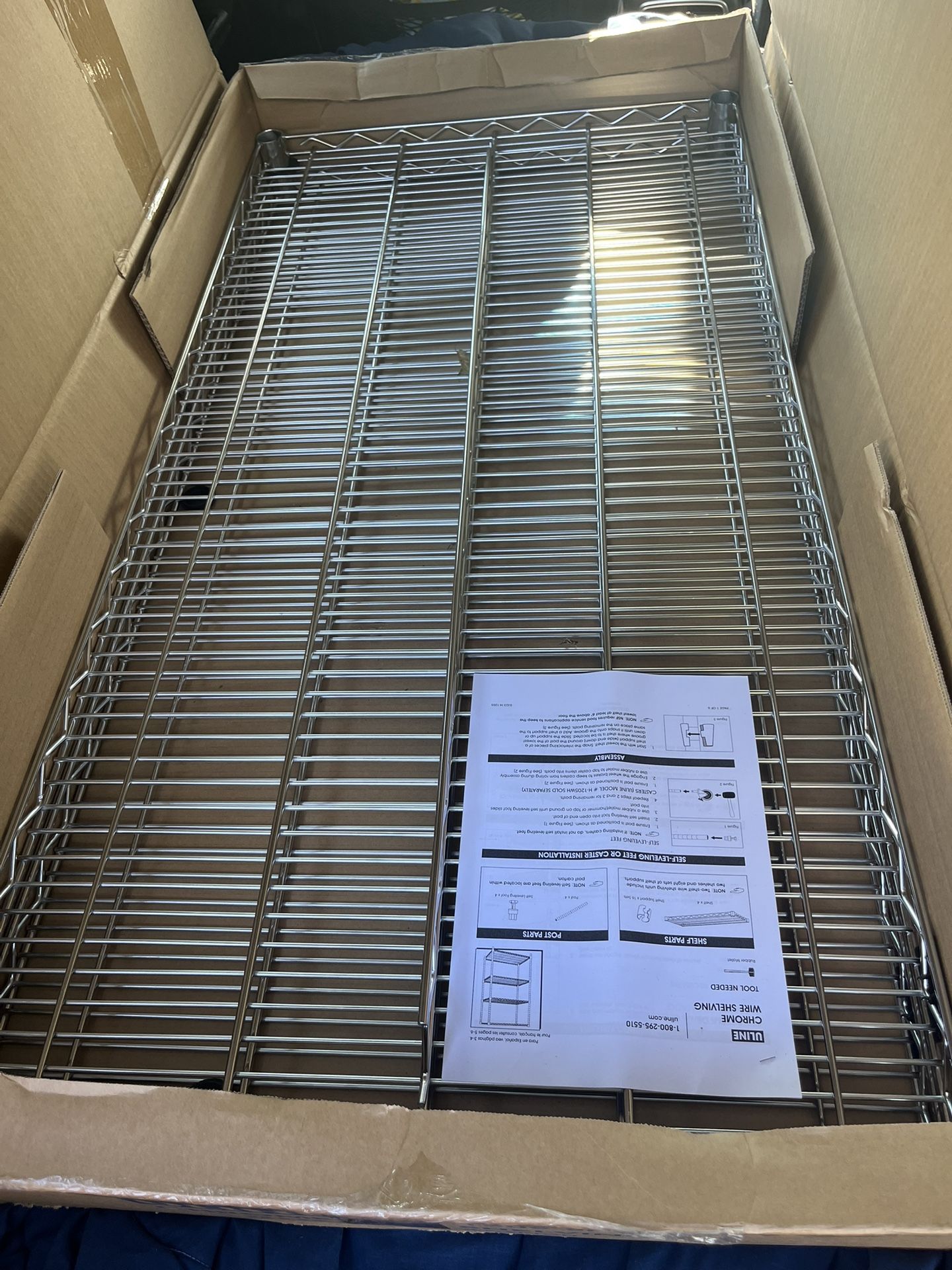 Uline 48” X 24”Wire shelving -H-1206-New- 2 shelf’s only- item is new- no plastic tabs.If listed it’s available 