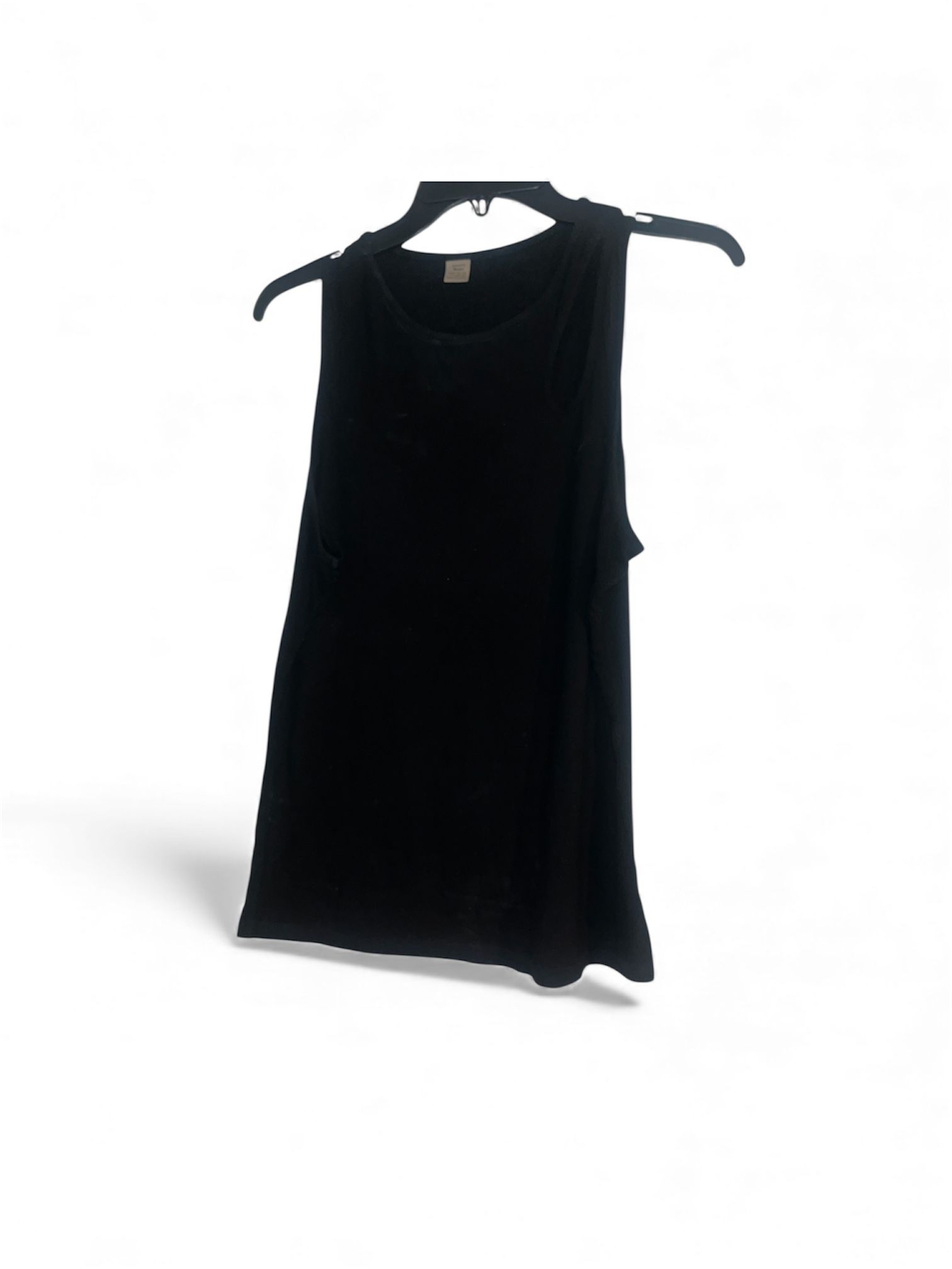 Black Ribbed Tank Top With Asymmetrical Design 