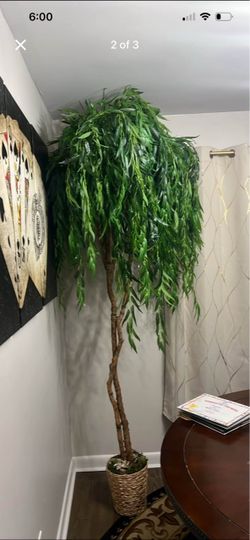 Nearly Natural 7ft Artificial Weaping Willow Tree In Whicker Pot