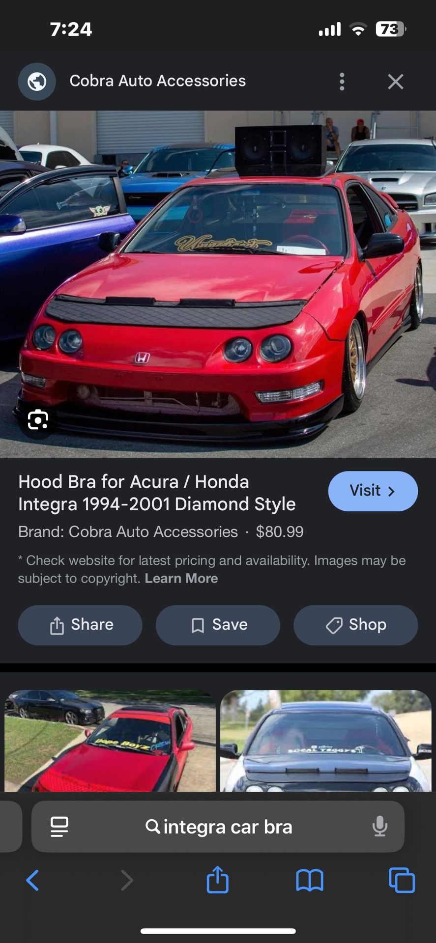 Acura/ Honda Integra Car Bra