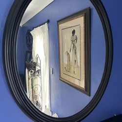 Vintage Solid Wood Oval Mirror 