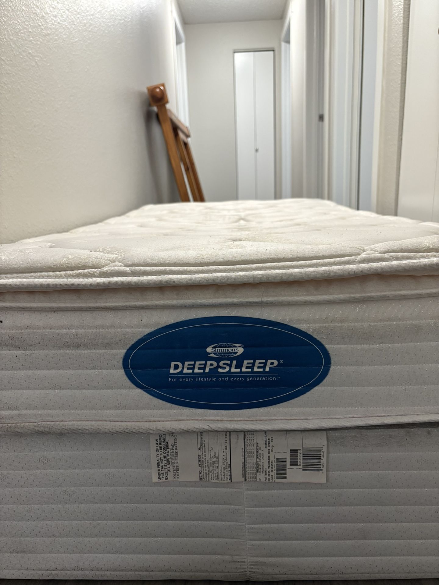 Solid Wood Bed Frame with Headboard, Footboard & Two Mattresses – Great Condition