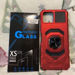 For Boost Celero 5G Plus 2023 Case Ring Magnetic Support Stand +Tempered Glass