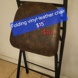 Folding vinyl-leather chair