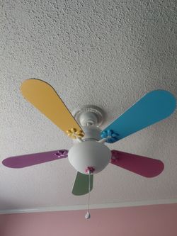 Colorful girls room ceiling fan