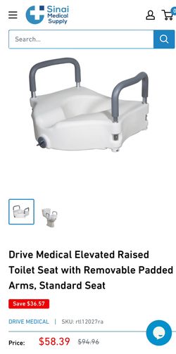 Brand New - Drive Medical Elevated Raised Toilet Seat with Removable Padded Arms