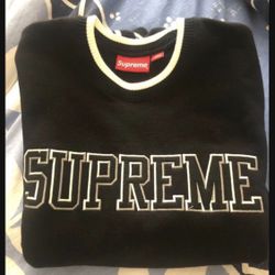 Supreme SS17 Felt Shadow Crewneck Black sweater