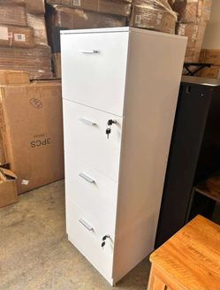 Storage Cabinet | 4-Drawer Locking Wooden Filing Unit