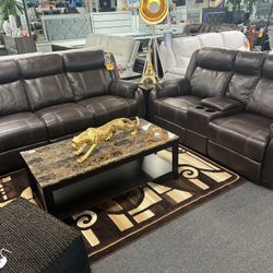Liquidation Sale✅Beautiful Chocolate Two Piece Reclining Sofa+Love Seat Limited Time Offer $999