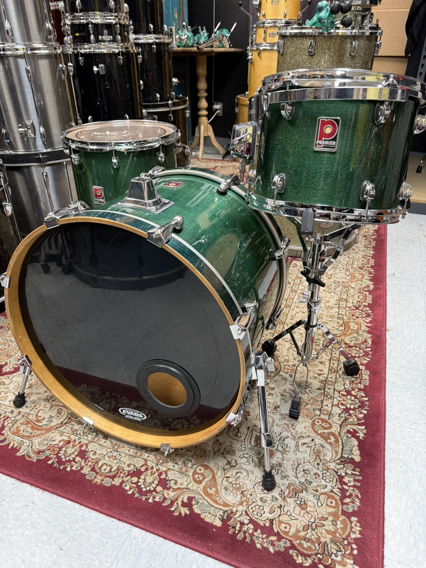 Premier 3pc XPK Emerald Green Drum Set And Stand