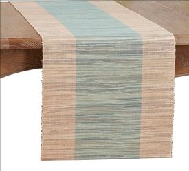 Saro Lifestyle Shimmering Banded Table Runner, Turquoise, 16"x72