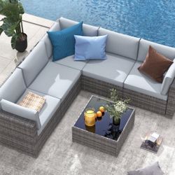 $399 6-Piece Outdoor Wicker Sectional Sofa Set (NEW)