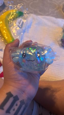 Blue Glitter Axolotl Squishy Stress Toy
