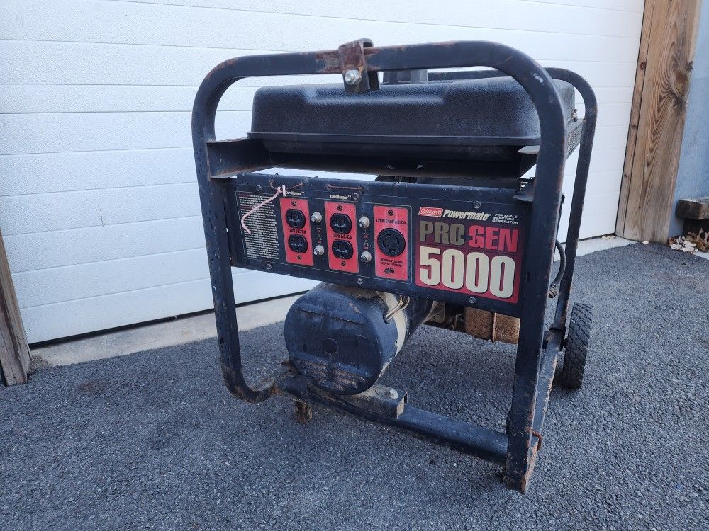 Coleman Powermate Pro Gen 5000 watts Gas Power Generator, in good working condition.