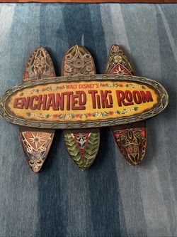 Disney Enchanted Tiki Room Wall Sign - Wooden Replica - 28”x23.5” Water Damage