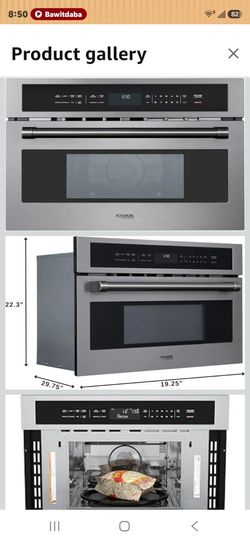KoolMore Reserve 30 in. 1.6 cu. ft. Built-in Convection Microwave Oven with Air Fryer, 10 Power Levels, Sensor Cooking, Bake, Roast,1750 Watts & NEMA 