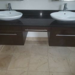 Floating Vanity Cabinet With Two Sinks
