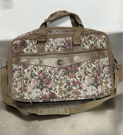 Jordache Tapestry Floral Travel Bag Carry On Weekender w/ Shoulder Strap - VGUC
