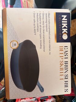 Nikko Collection 10” Cast Iron Deep Skillet – Blue