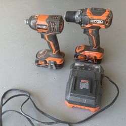 Ridgid Impact Drill And Drill 2 Batteries