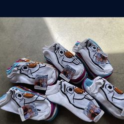 Disney Frozen 6- Pack Of Socks Shoes Size 4-10