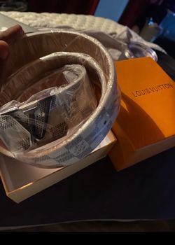 Louis Vuitton Damier Azur White & Gold Belt 115cm w/ Box
